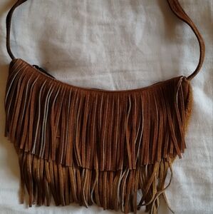 Suede Fringe Shoulder Bag